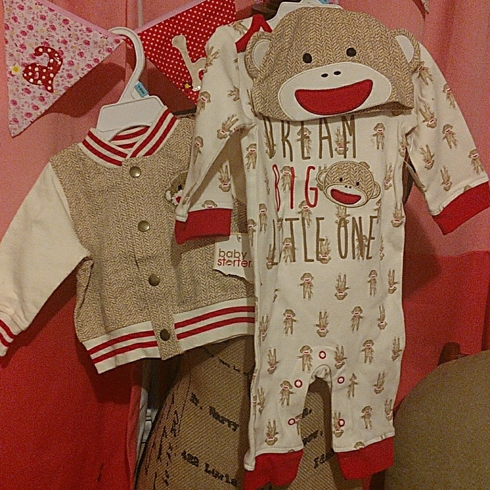 Baby Starters Boy Onesie Outfit Set; Jacket & Hat
